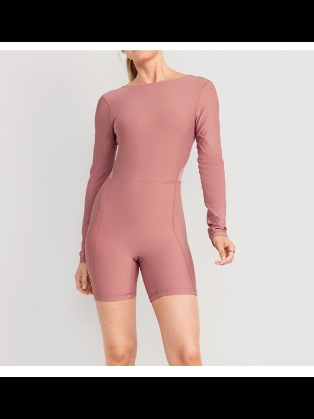 NWT Old Navy Active Scoop Back Athletic Romper in Dusty Mauve. Sz Small Tall